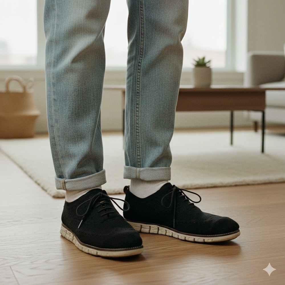 Cole Haan Zerogrand Wingtip Knit Oxford Black Men's‎ Shoes - Size 10M
